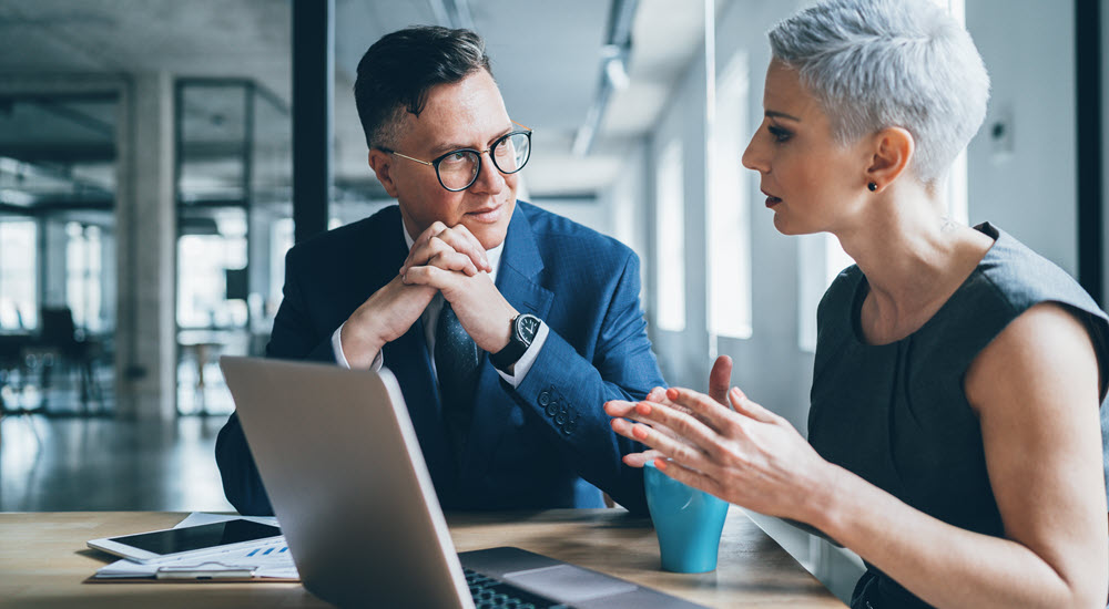 Business colleagues discussing an idea